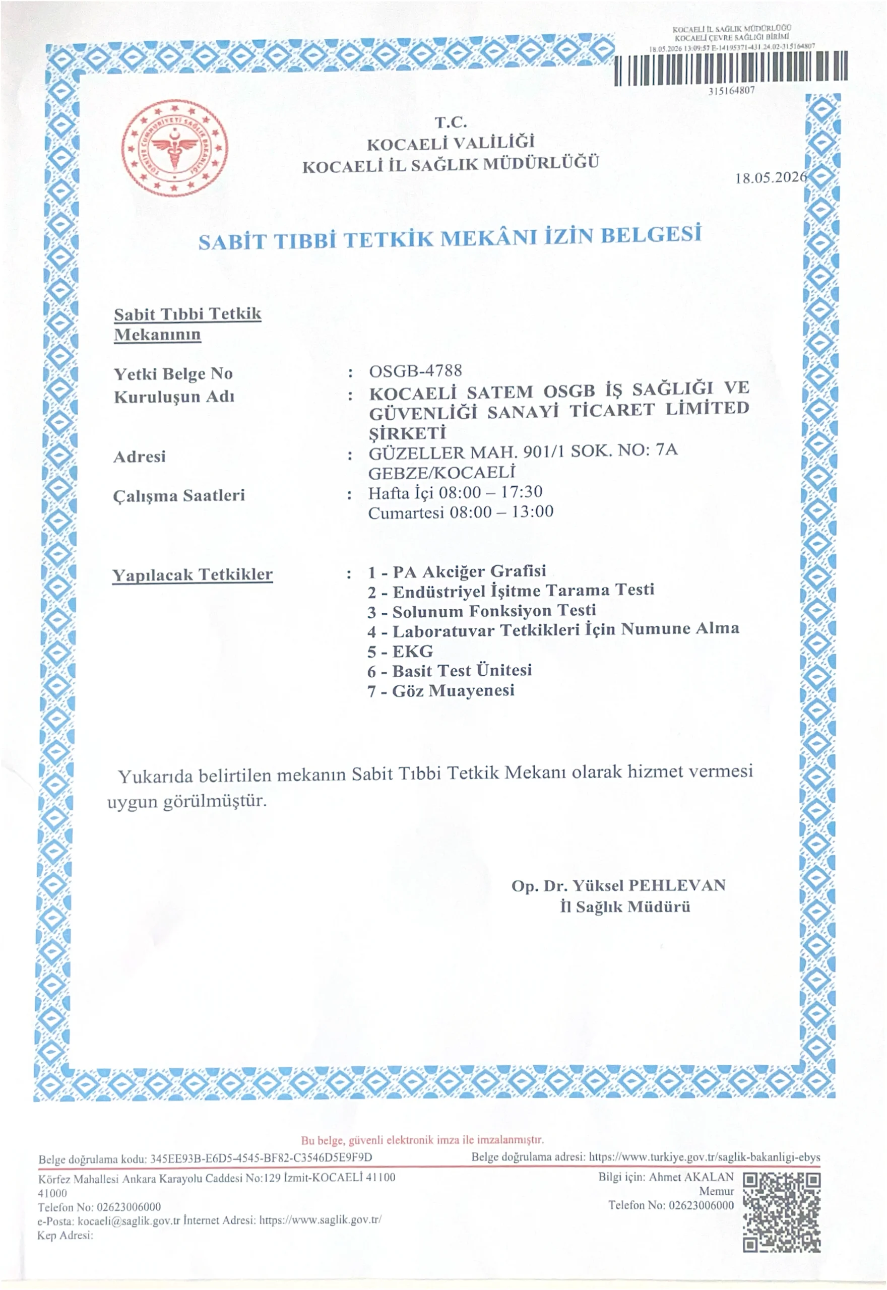 Kocaeli Yetki Belgesi